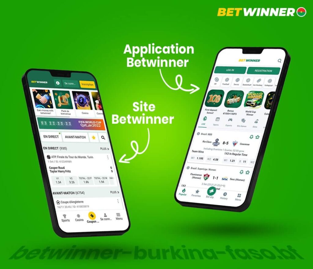Site Betwinner vs application betwinner Burkina Faso APK